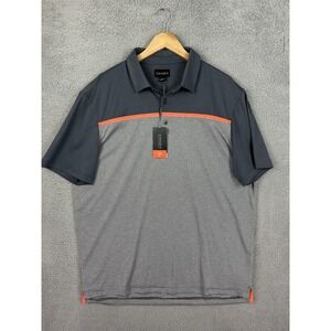 Chase54 Polo Shirt Mens XL Gray Stripe Golf DryFuze Moisture Wicking Performance